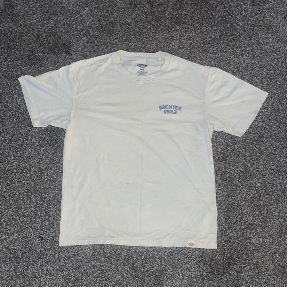 Dickies White Short Sleeve Tee with Blue Logo
